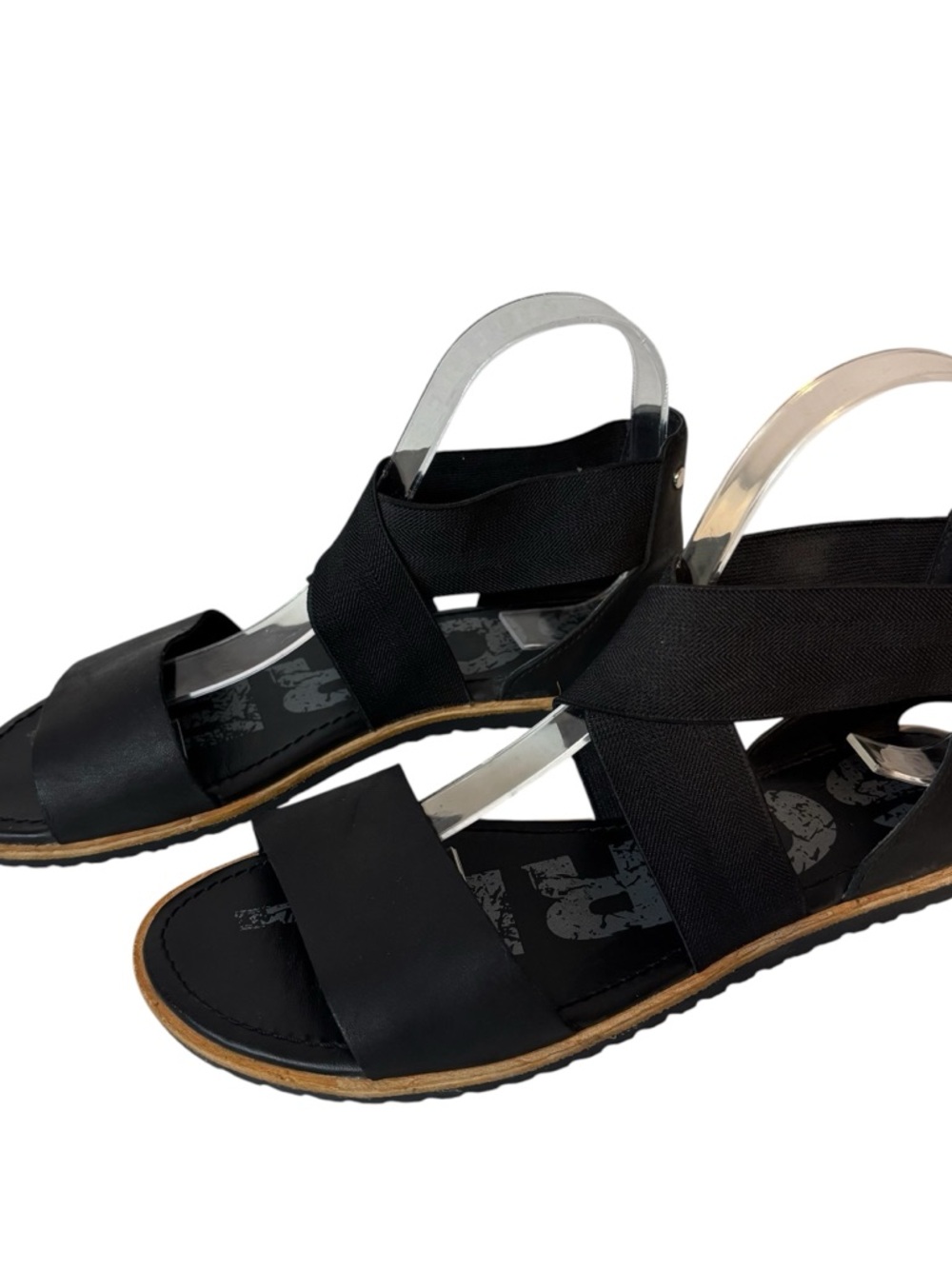 Sorel Ella Black Leather Ankle stretch  Sandals Elastic Women’s Size US 7 EU 38